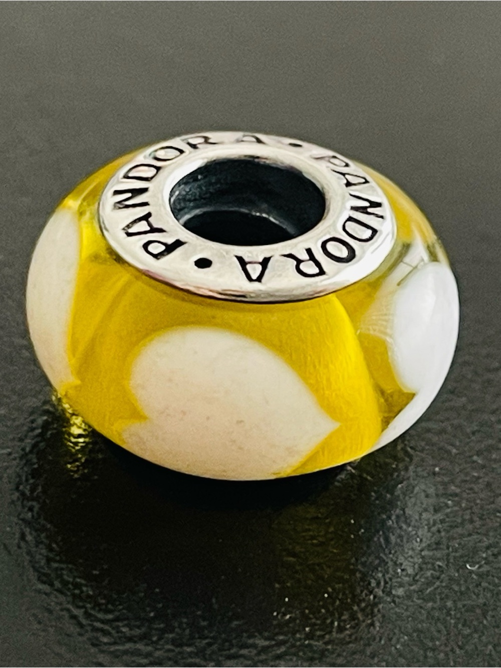 Pandora Yellow Glass Heart Charm Bead